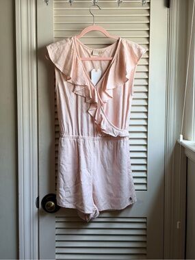 Roxy Light Pink Ruffle Wrap Romper